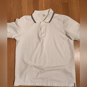 Uniqlo White Polo with Black Contrast Collar